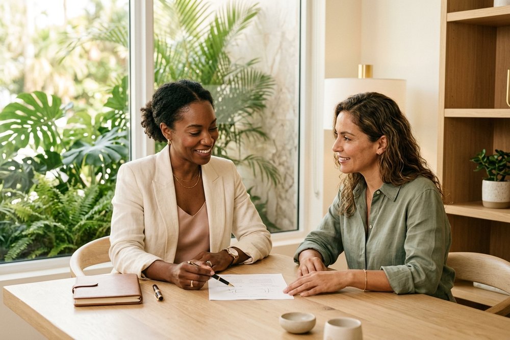 A close, respectful consultation moment between surgeon and patient